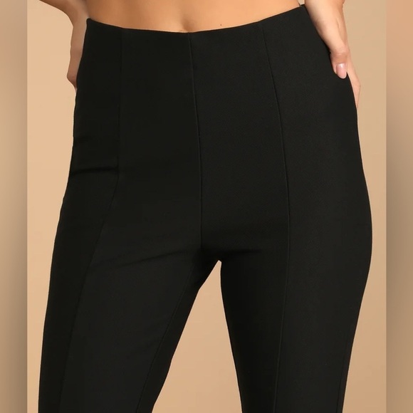 Lulu’s Head to the Office High Waisted Side Slit Trouser Pants Black Small - Picture 3 of 8
